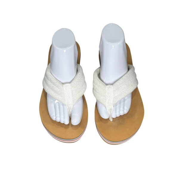 No Boundaries Size 10 White Strap Flip Flop Sandals Multicolor Platform Sole - Picture 2 of 5